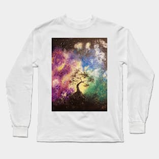 Silhouetted tree in front of the cosmos. Long Sleeve T-Shirt